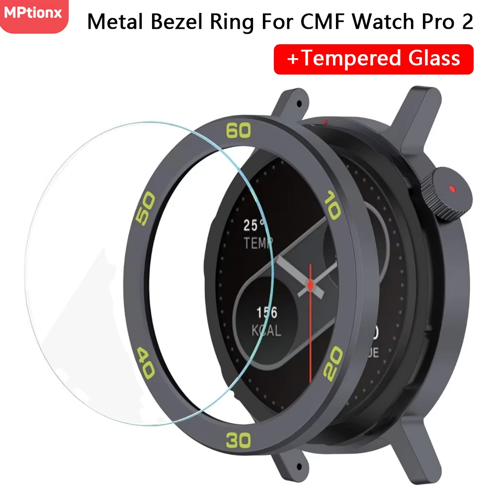 Tempered Glass Screen - Metal Bezel Ring For CMF Watch