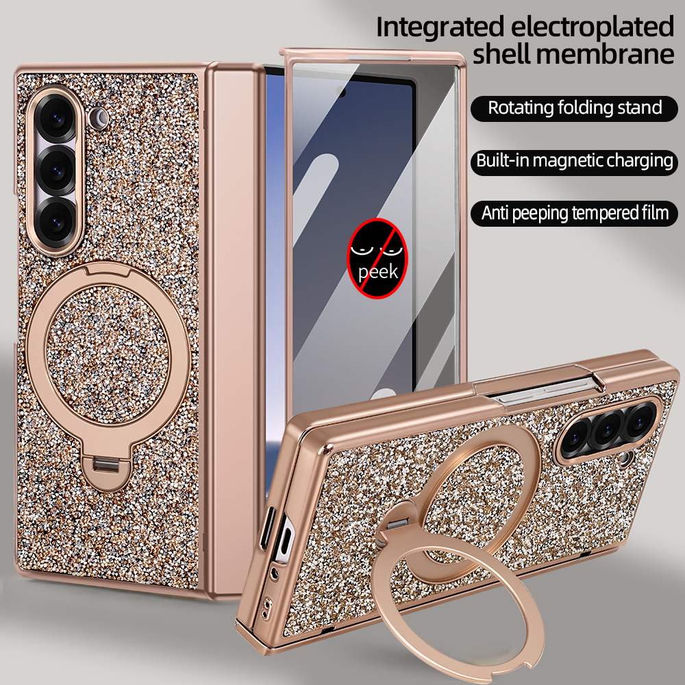 Tempered Glass Screen - Luxury 360 Rotating Bracket Magnetic Shiny