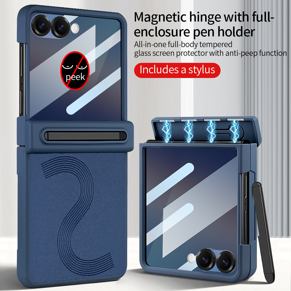 Tempered Glass Screen - Luxury Business Leather Case for Samsung