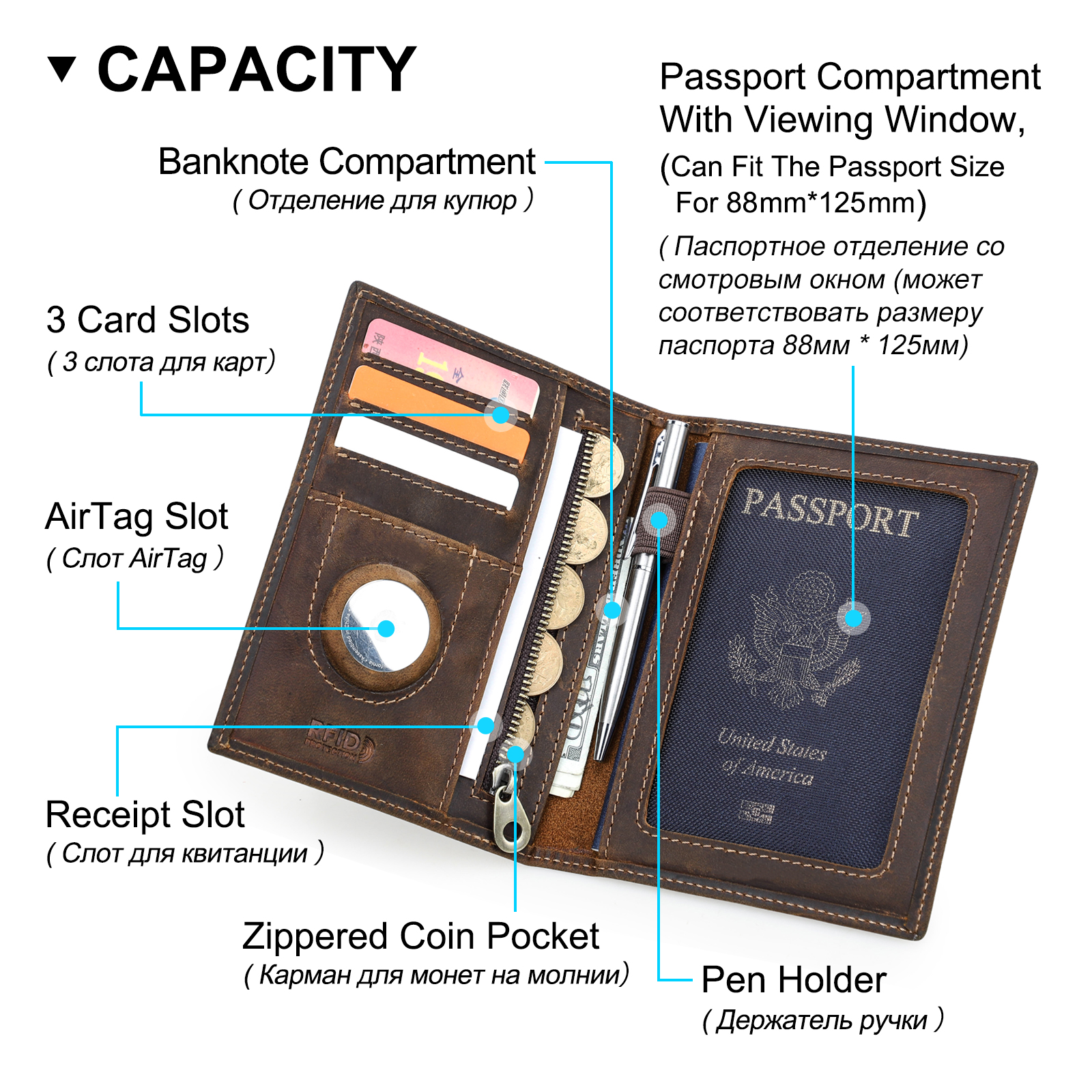 Genuine Cow Leather Passport H – Airtag Holder Case Bewertung und Preis