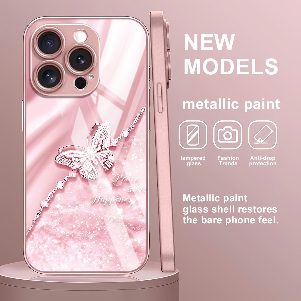 Pink Butterfly Tempered Glass  – Tempered Glass Screen Bewertung und Preis